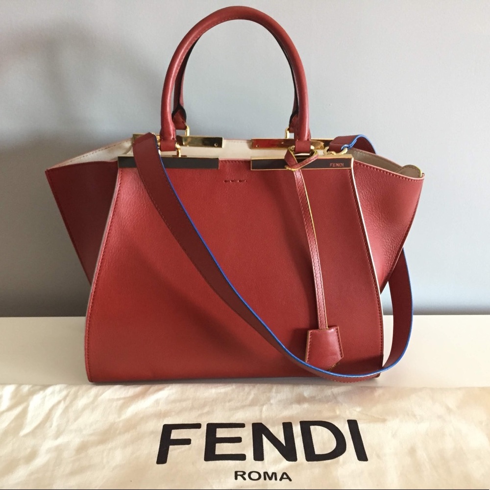 Fendi large 3 jours handbag brick red w/dust bag